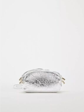 Zara Silver Metallic Crossbody Purse